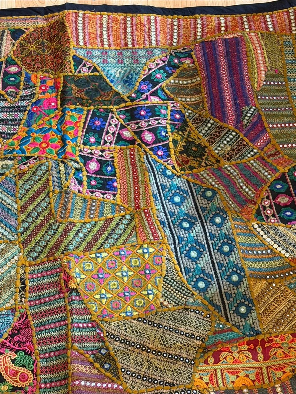 Vintage Indian Patchwork Wall Hanging Tapestry, 3x5, by Karma Highway wall decor